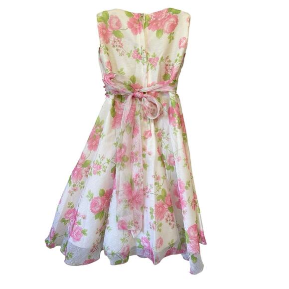 Girls “OK Kids” Spring Floral Sheer Dress Ivory Pink SZ 10 Sleeveless - Picture 4 of 8